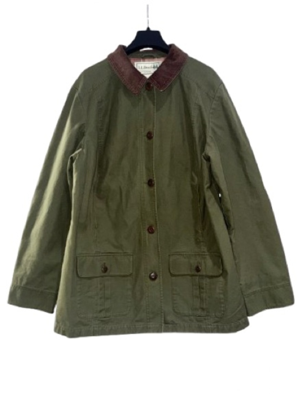 LL BEAN Adirondack Barn Jacket Chore Coat Flannel Lined Loden Field NWT | Sz L